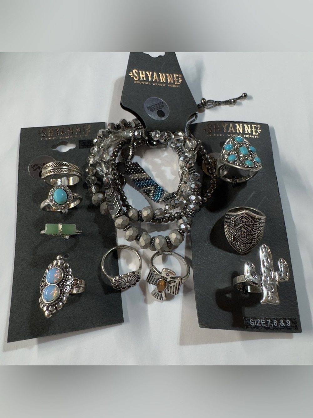 Shyanne Silver-Tone Rings & Turquoise Accent Set